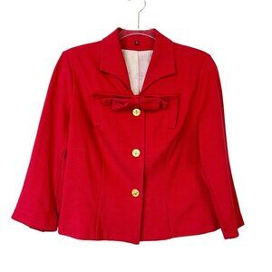 Cabi Red Blazer Jacket Womens Size 8 Bow Beau